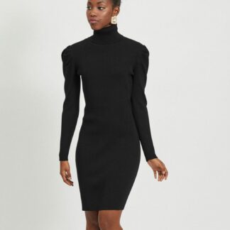 Černé pouzdrové svetrové šaty s rolákem VILA