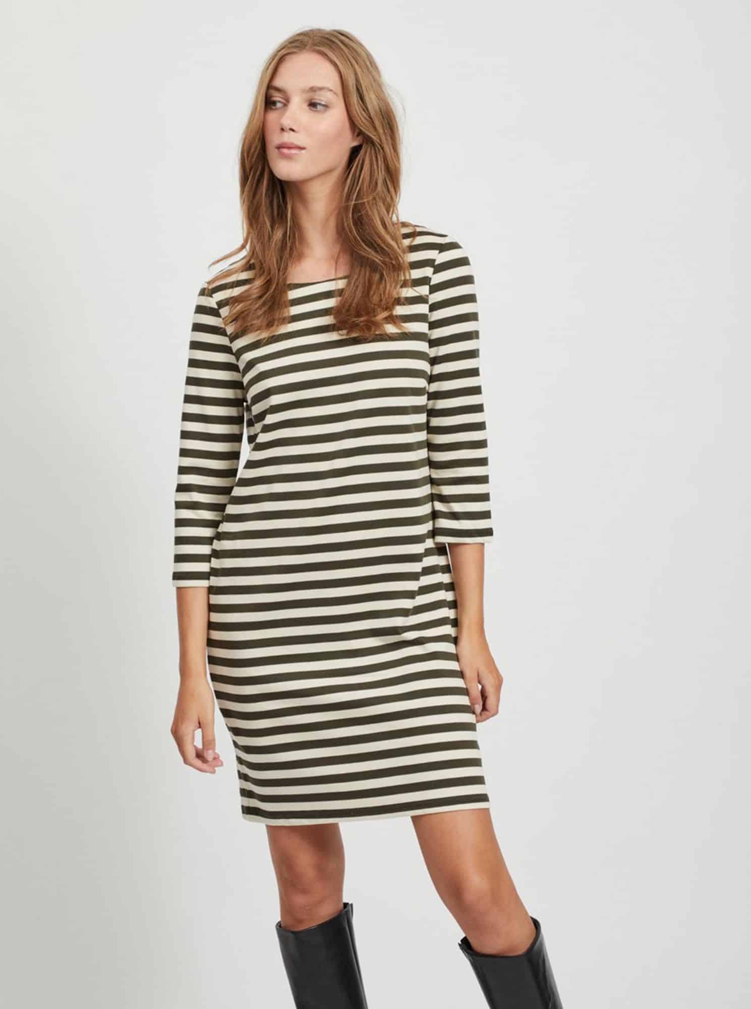 Béžové pruhované šaty VILA