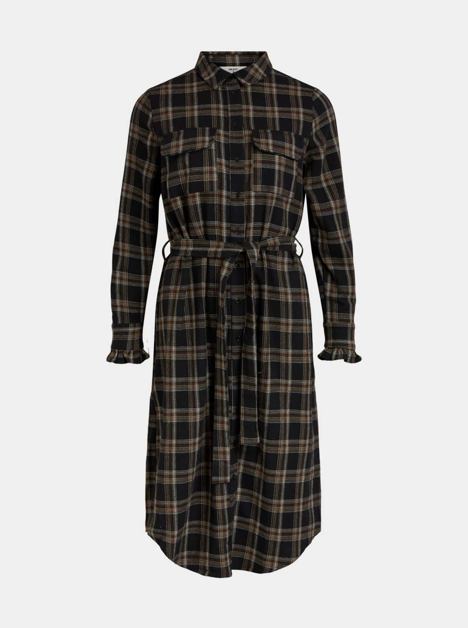 Černé kostkované košilové šaty .OBJECT