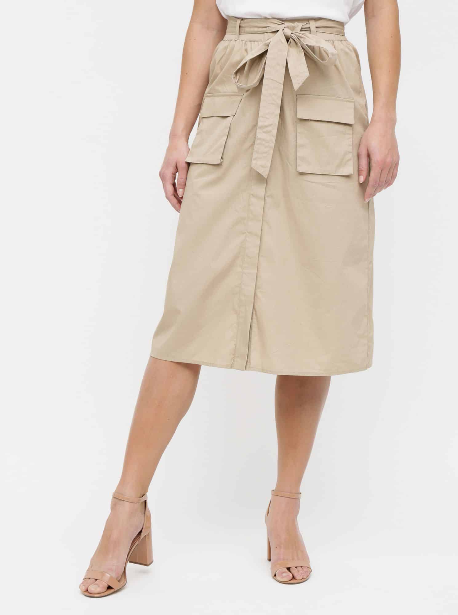 Béžová sukně s kapsami VILA Nyala