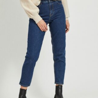 Tmavě modré zkrácené mom fit džíny .OBJECT