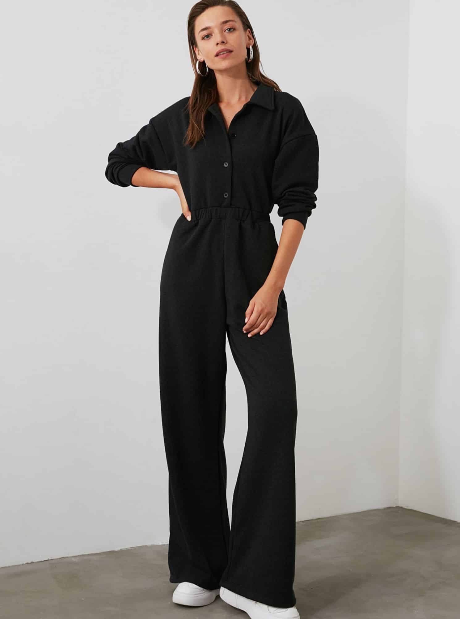 Černý dlouhý overal Trendyol