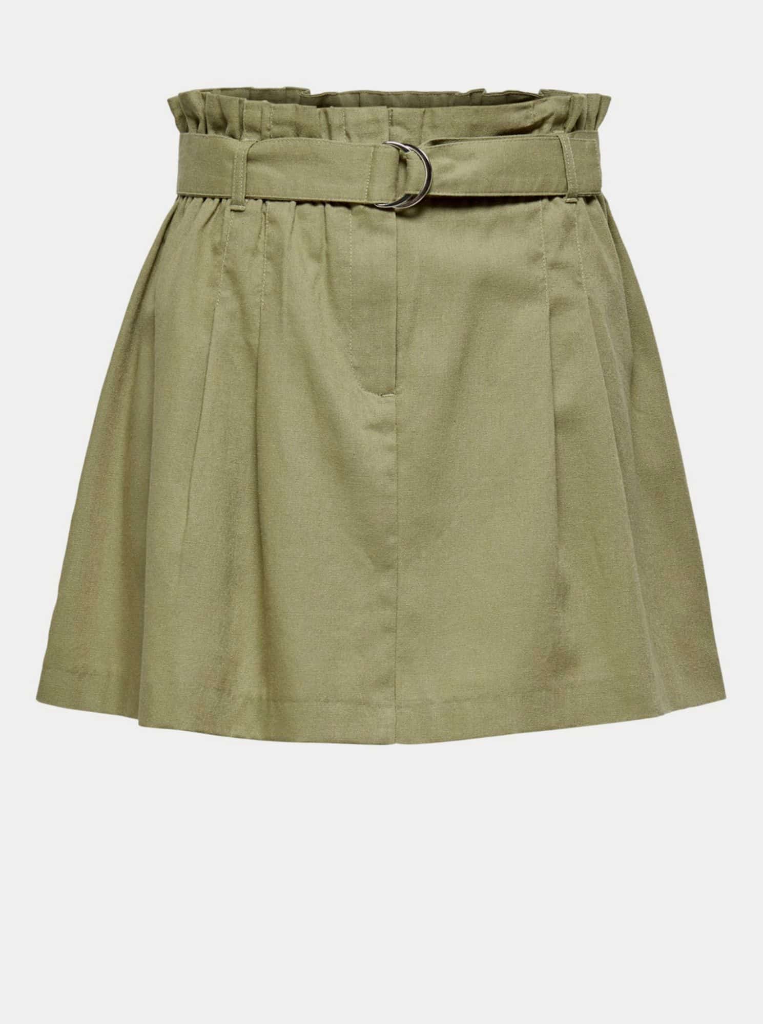 Zelená sukně s příměsí lnu ONLY Nelda