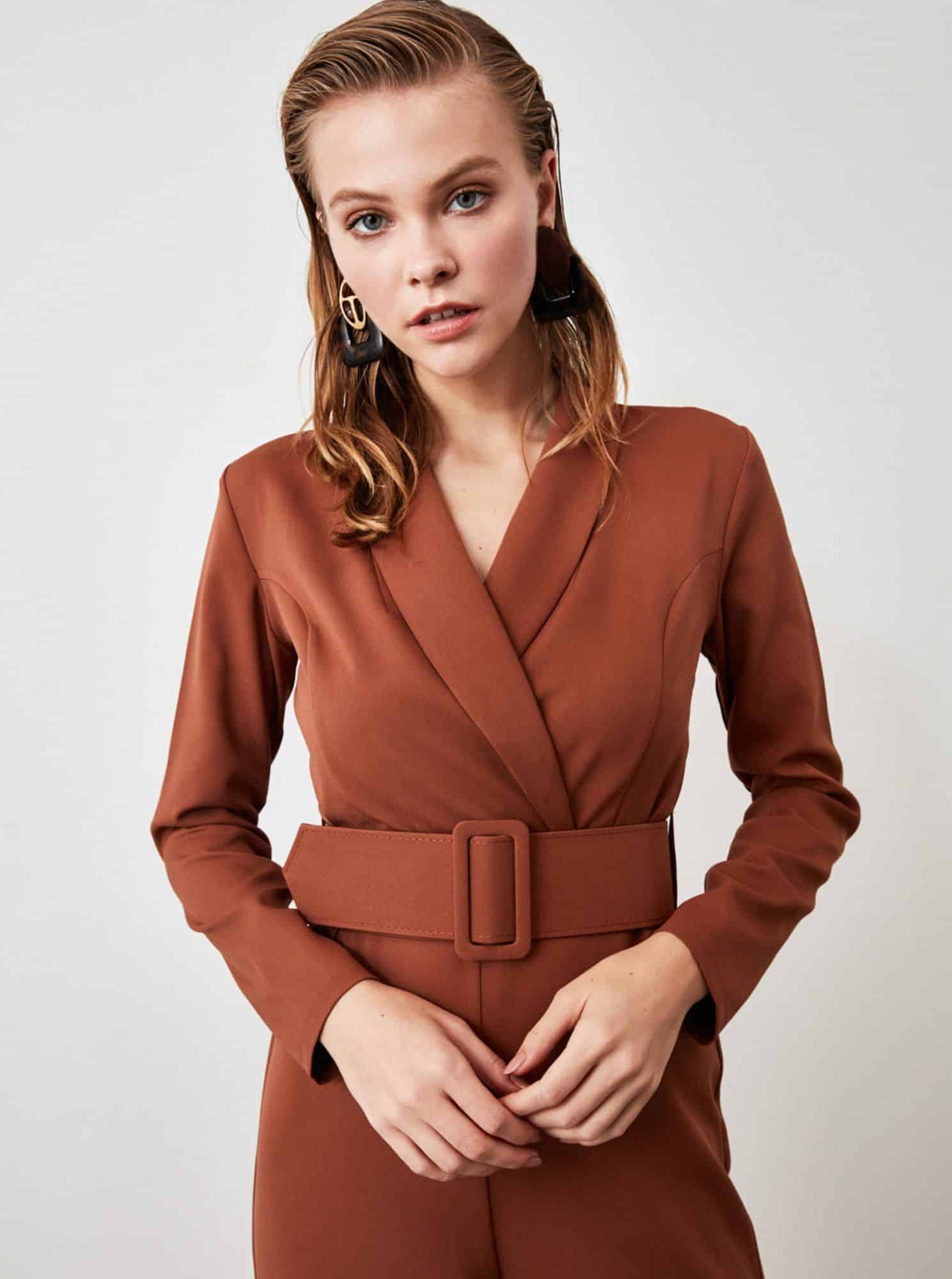 Hnědý overal Trendyol