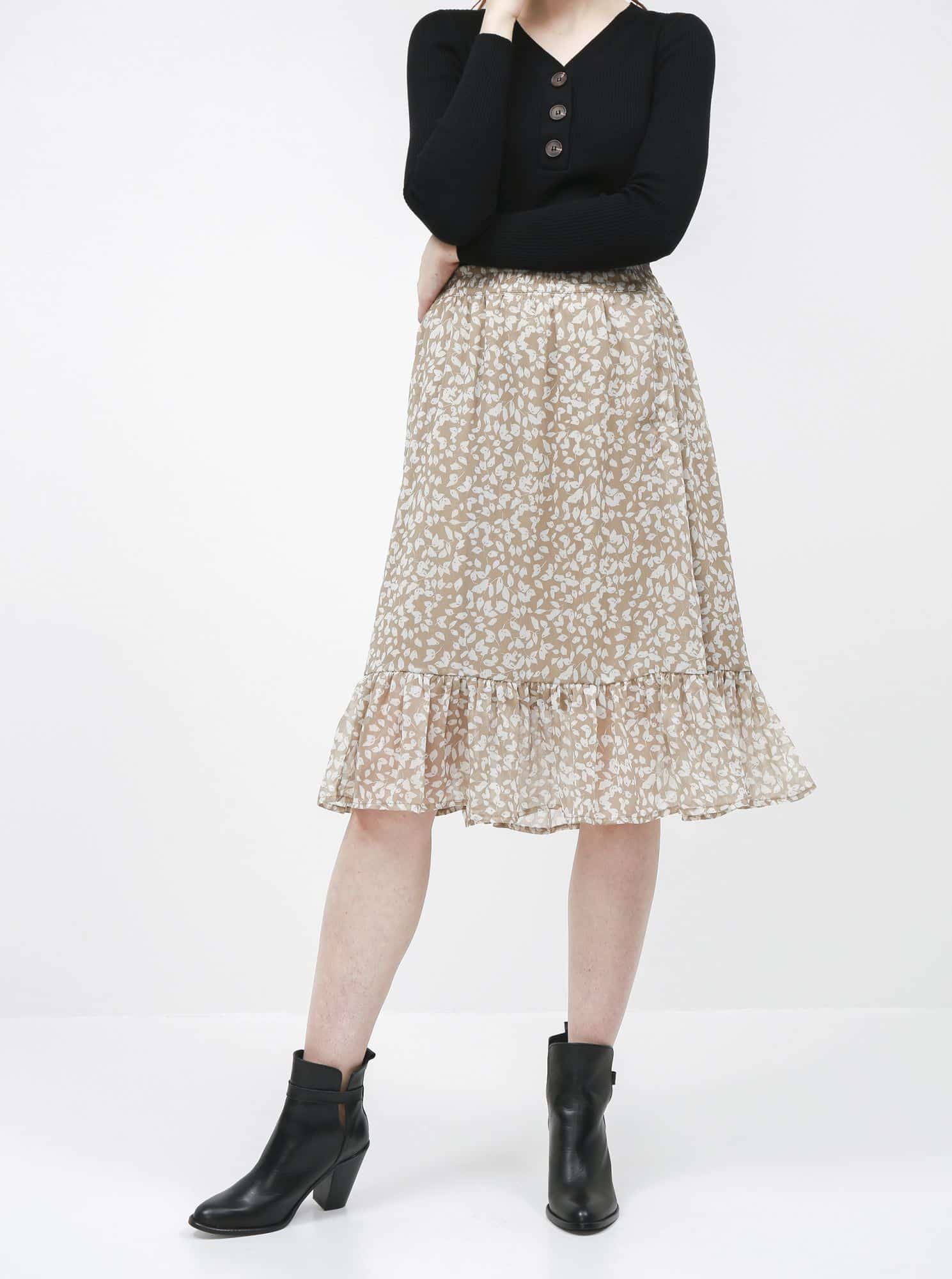 Jacqueline de Yong béžová vzorovaná sukně Rufus