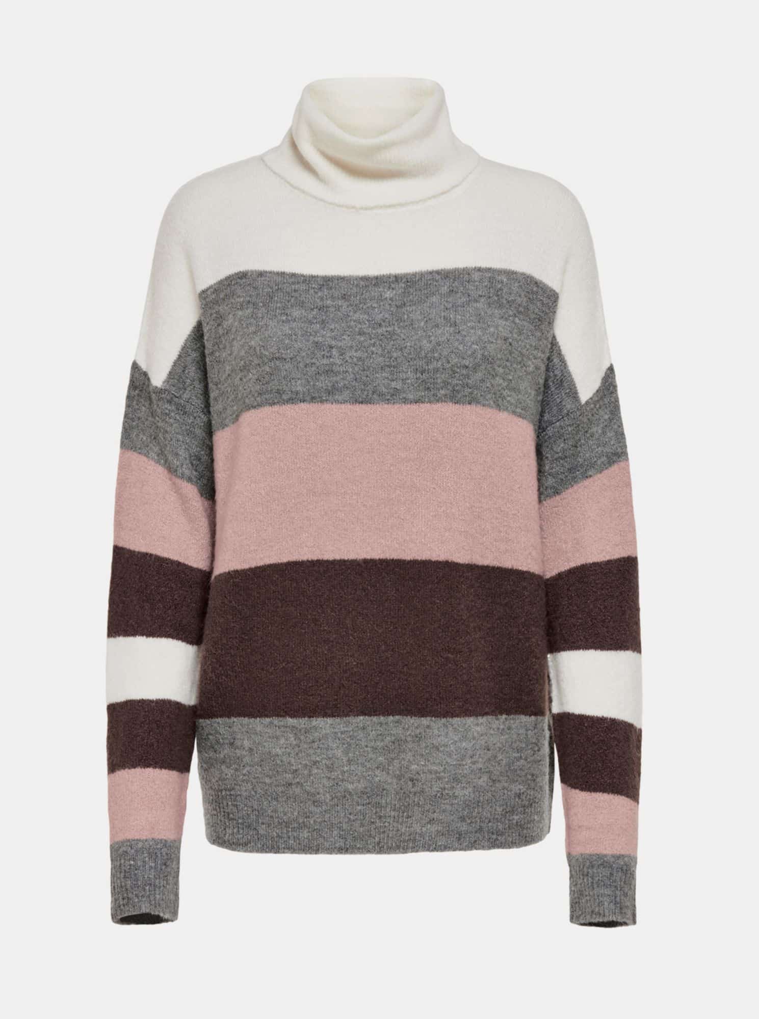 Růžovo-šedý pruhovaný rolák Jacqueline de Yong