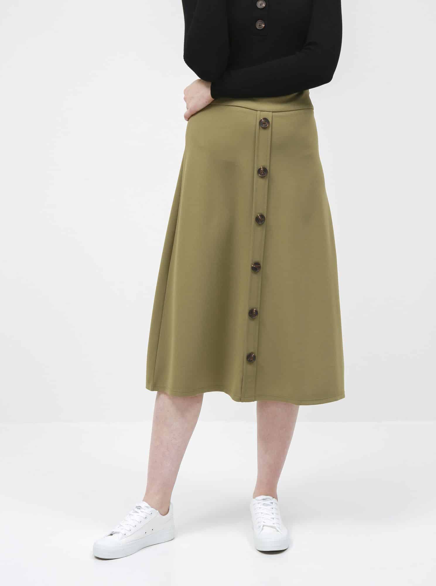 Jacqueline de Yong khaki midi sukně Bellis