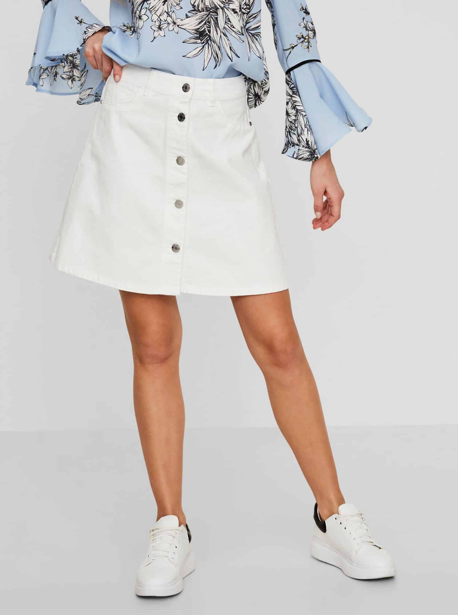 Noisy May bílá džínová sukně s knoflíky Sunny