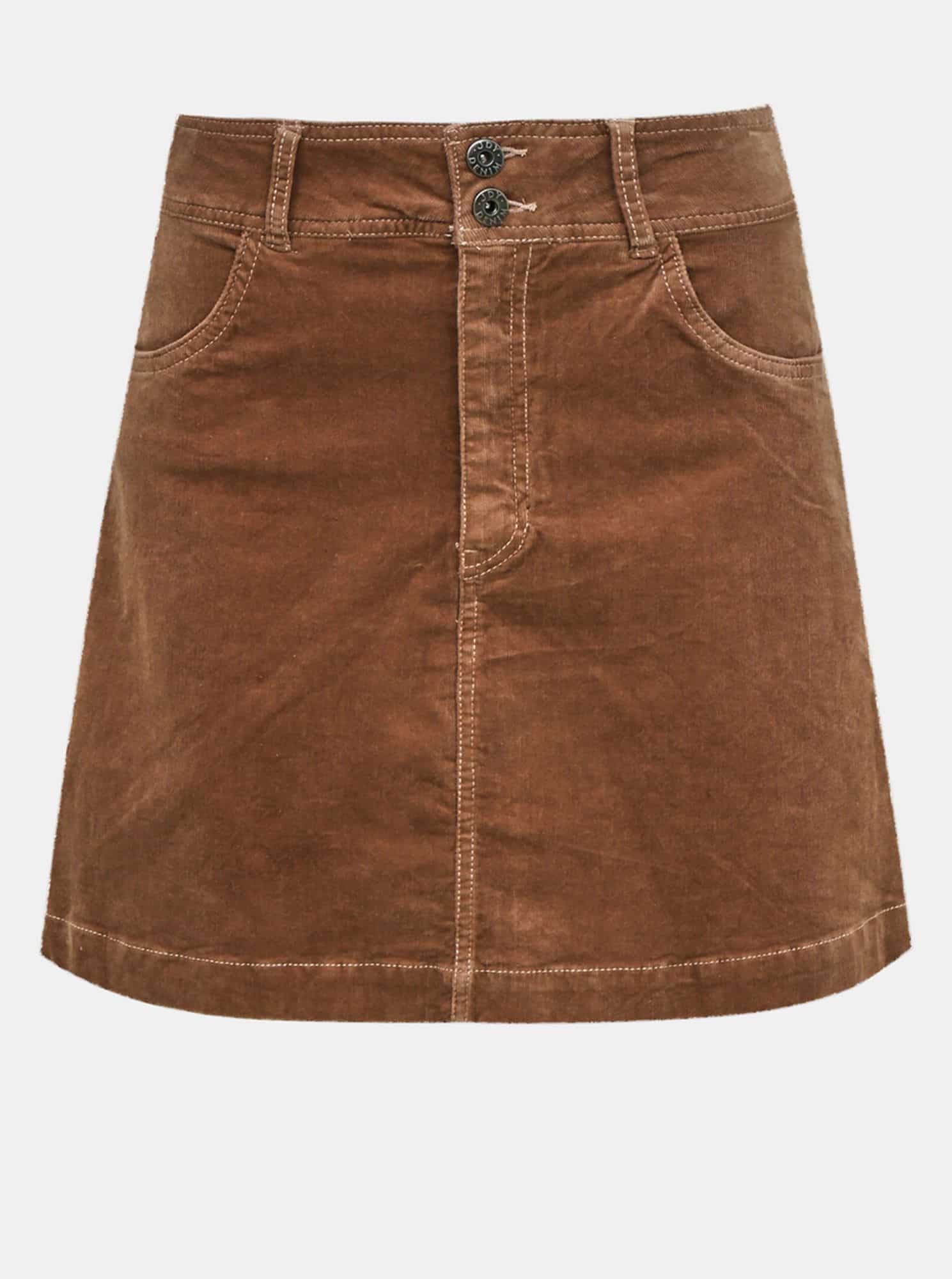 Jacqueline de Yong hnědá manšestrová dámská sukně