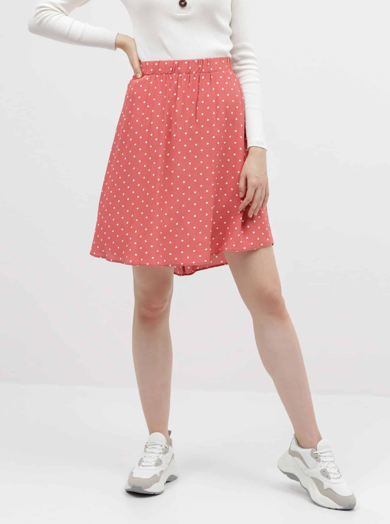 Korálová puntíkovaná sukně VILA Primera