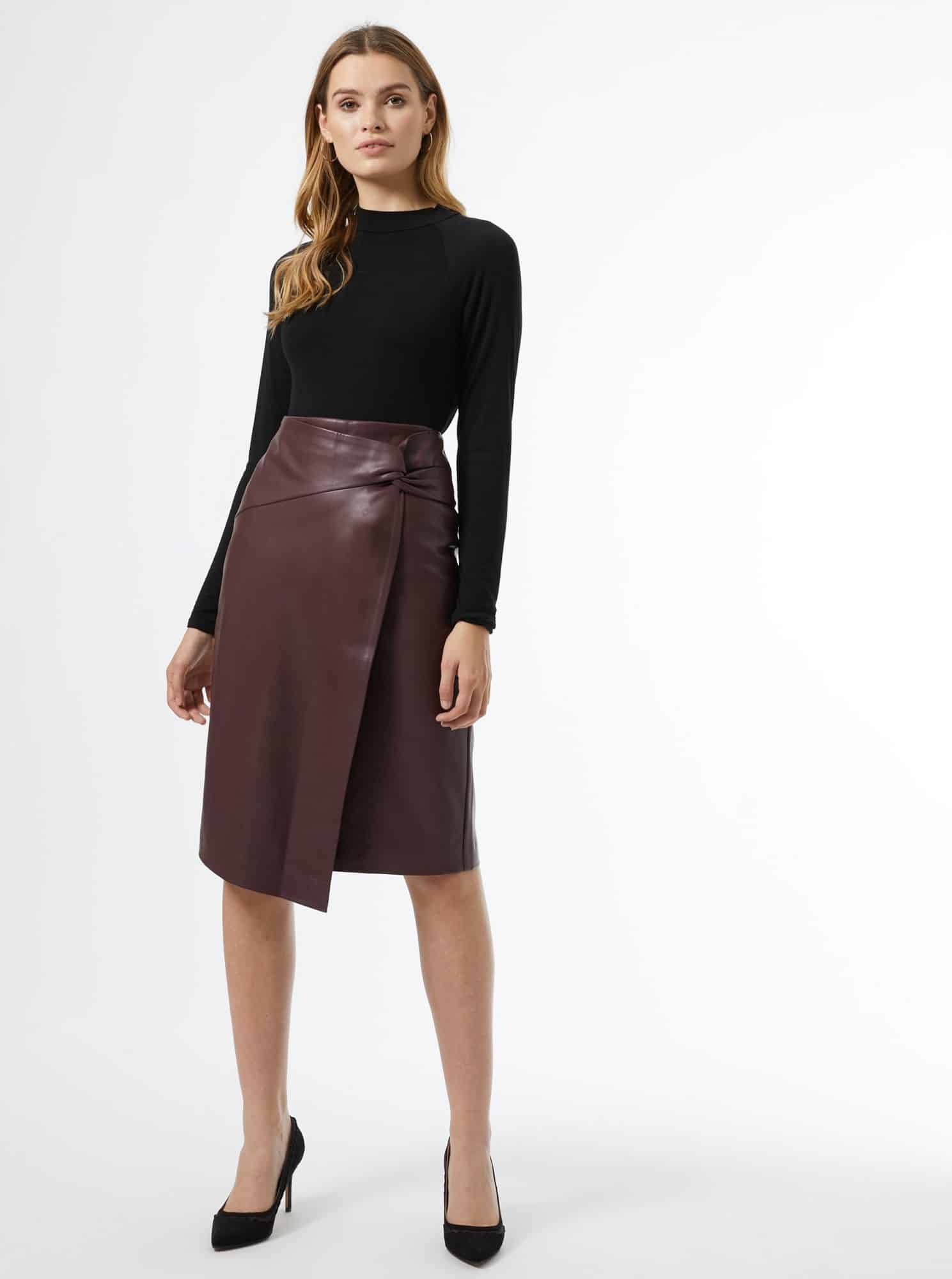 Vínová koženková sukně Dorothy Perkins