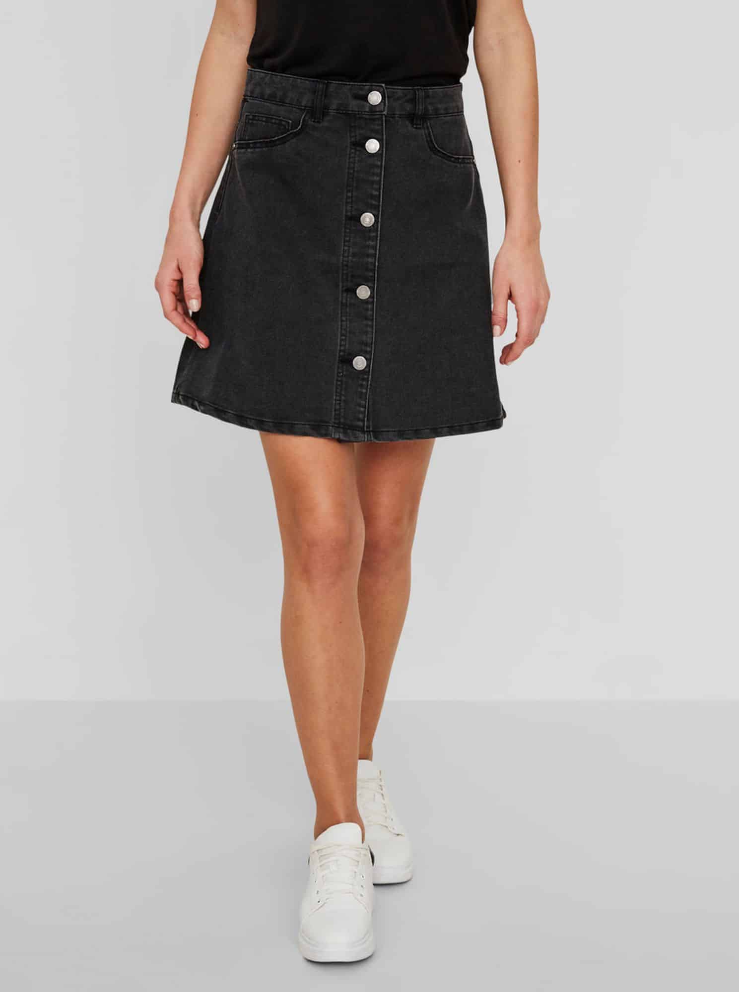 Noisy May tmavě šedá džínsová sukně Sunny