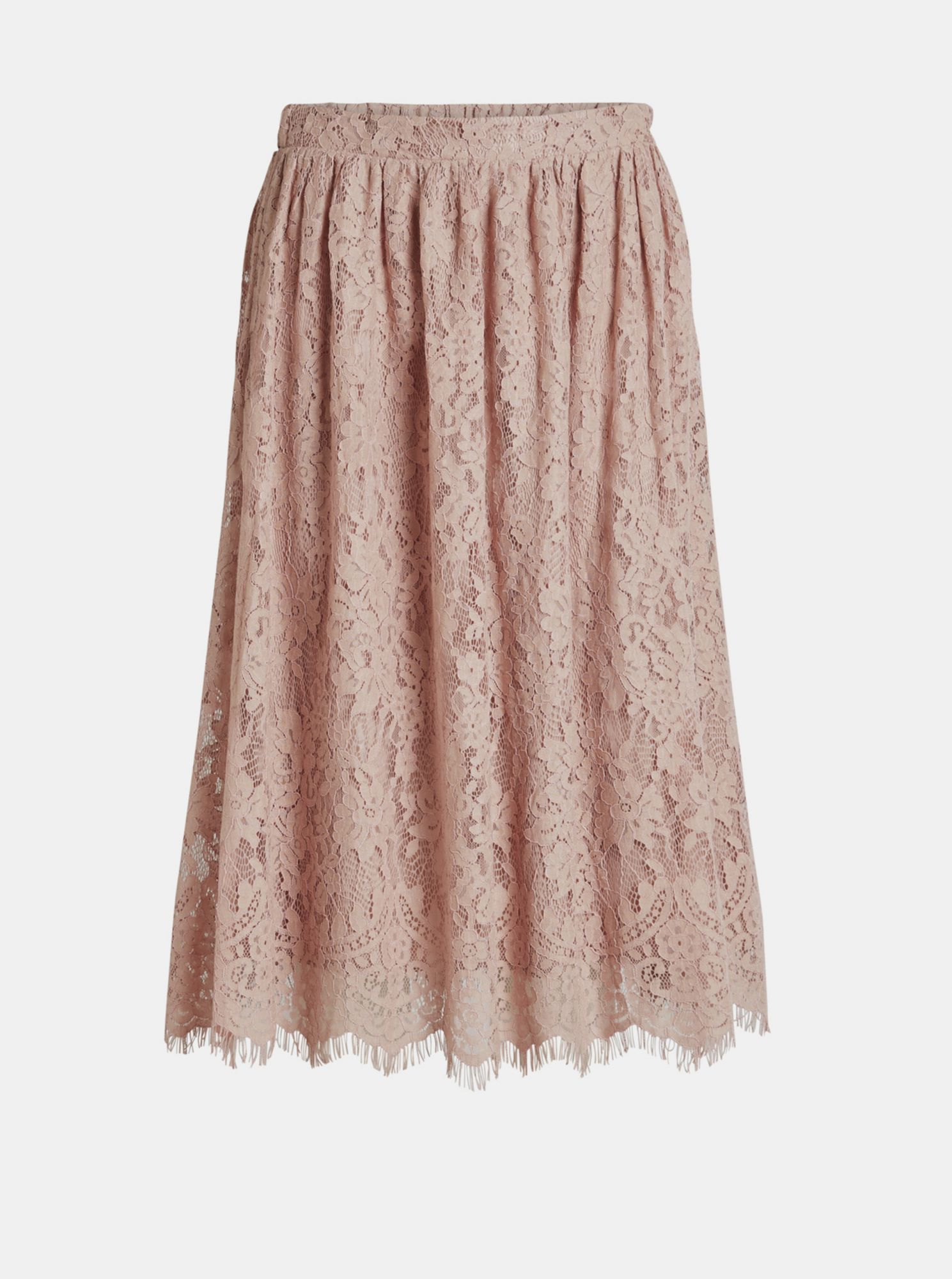 Růžová krajková sukně VILA Vanira