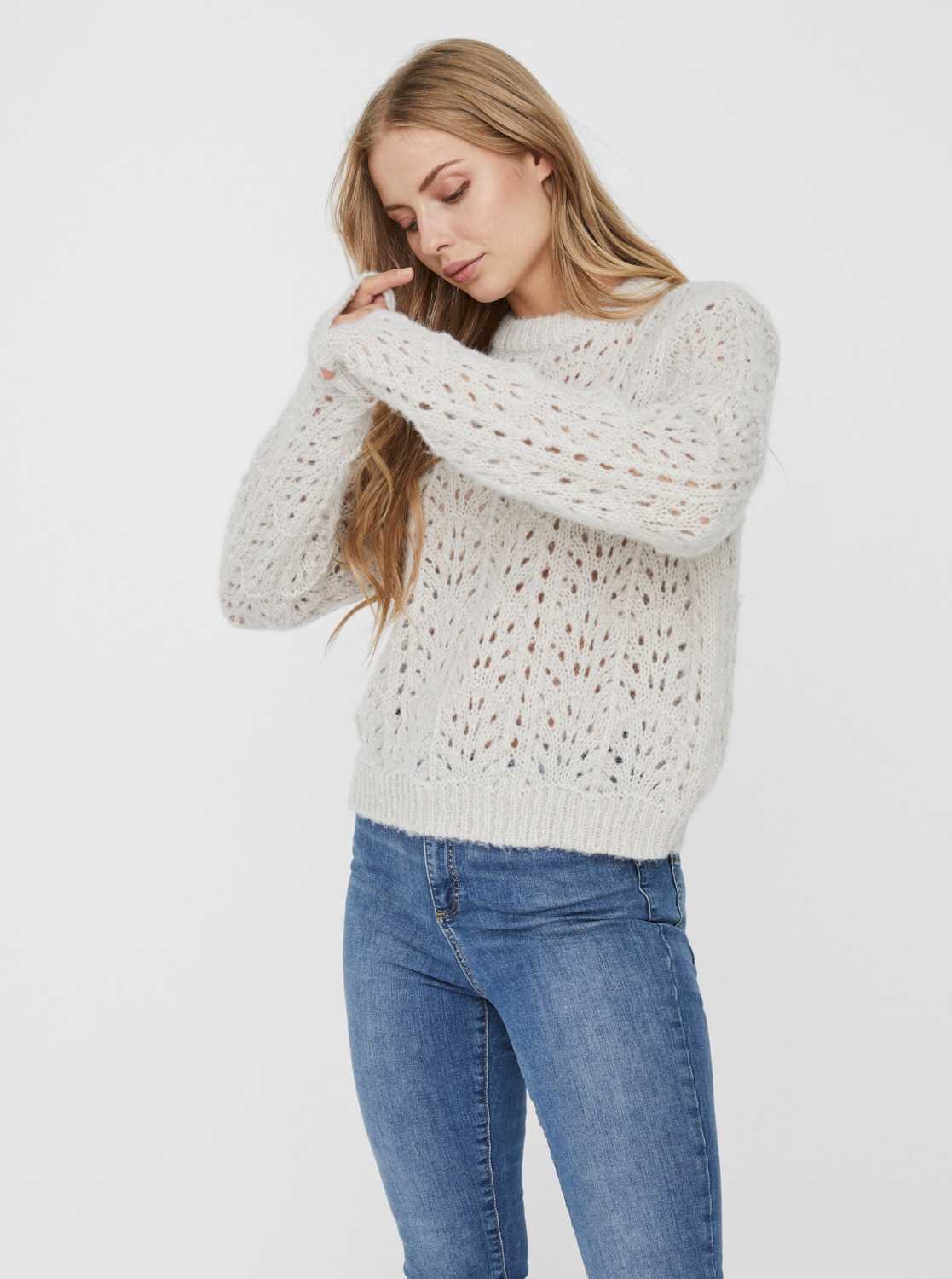 Světle šedý svetr VERO MODA