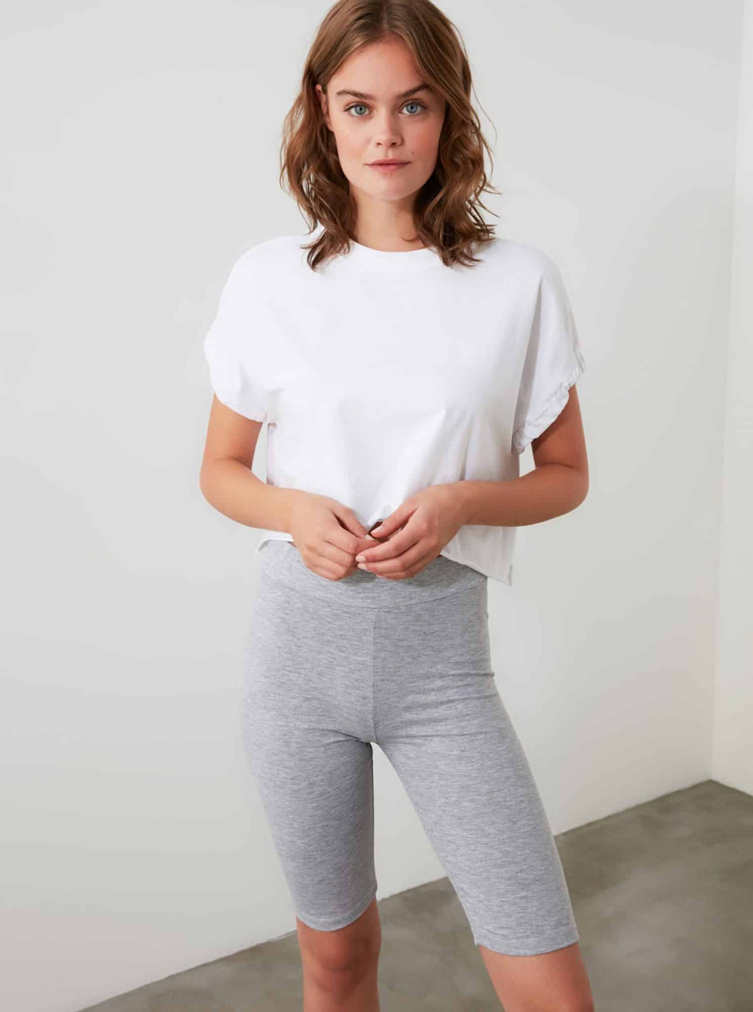 Šedé dámské krátké legíny Trendyol