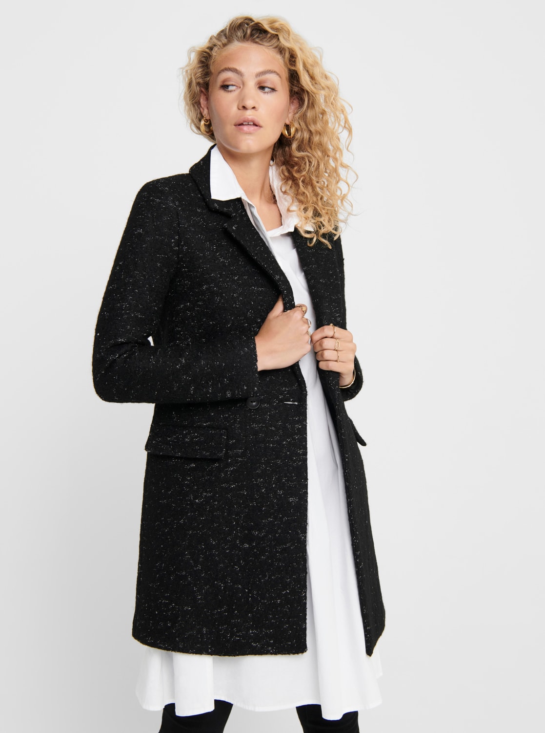 Černý vlněný kabát ONLY New