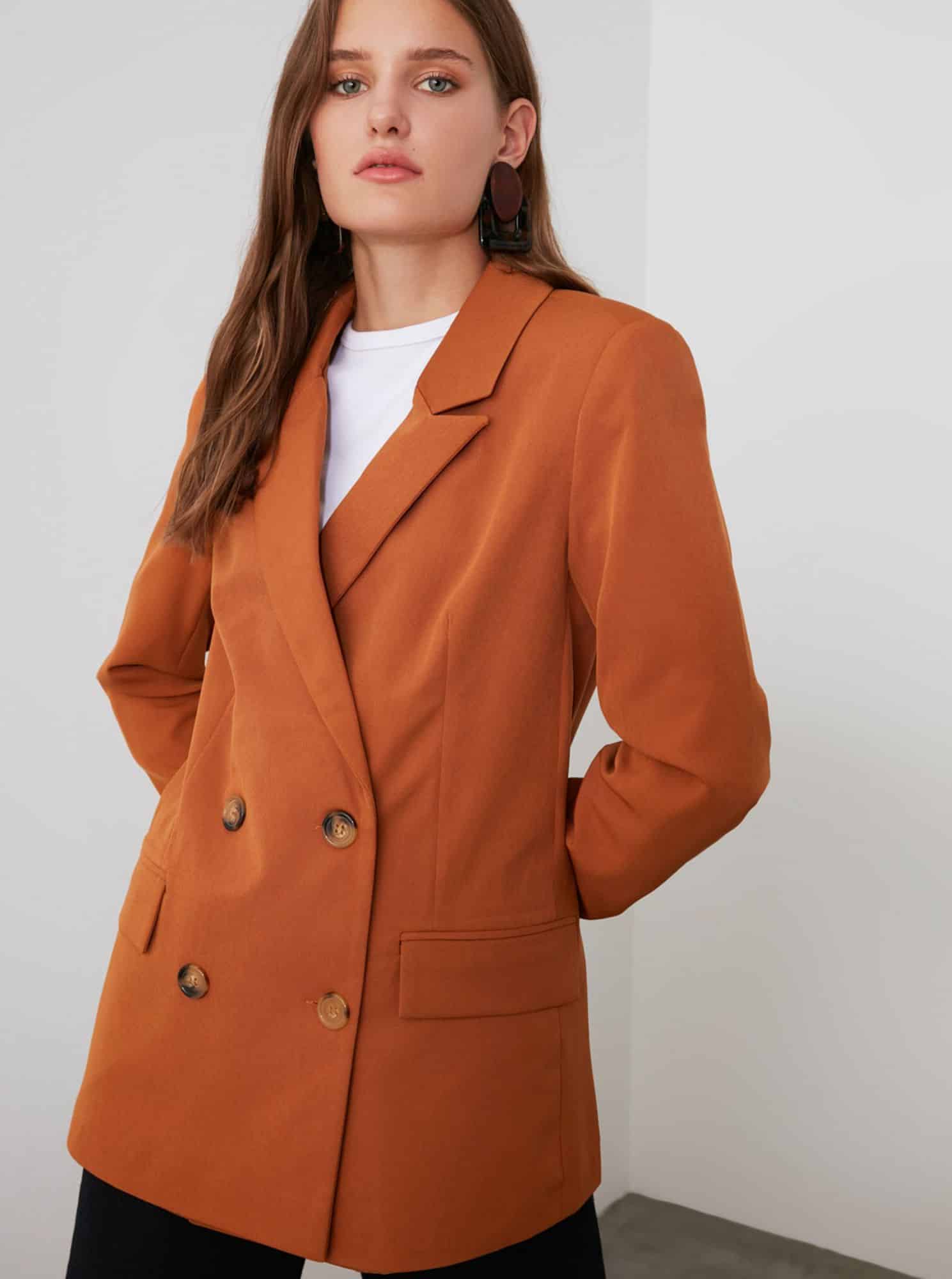 Hnědé dámské sako Trendyol