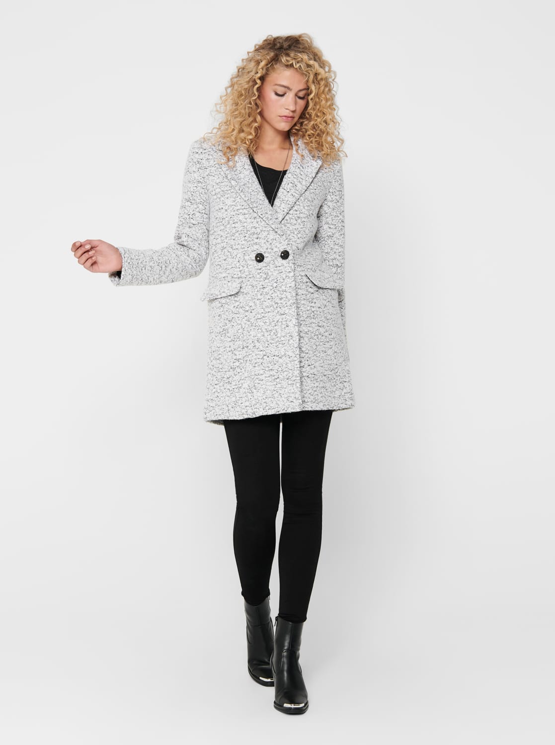 Šedý vlněný kabát ONLY New