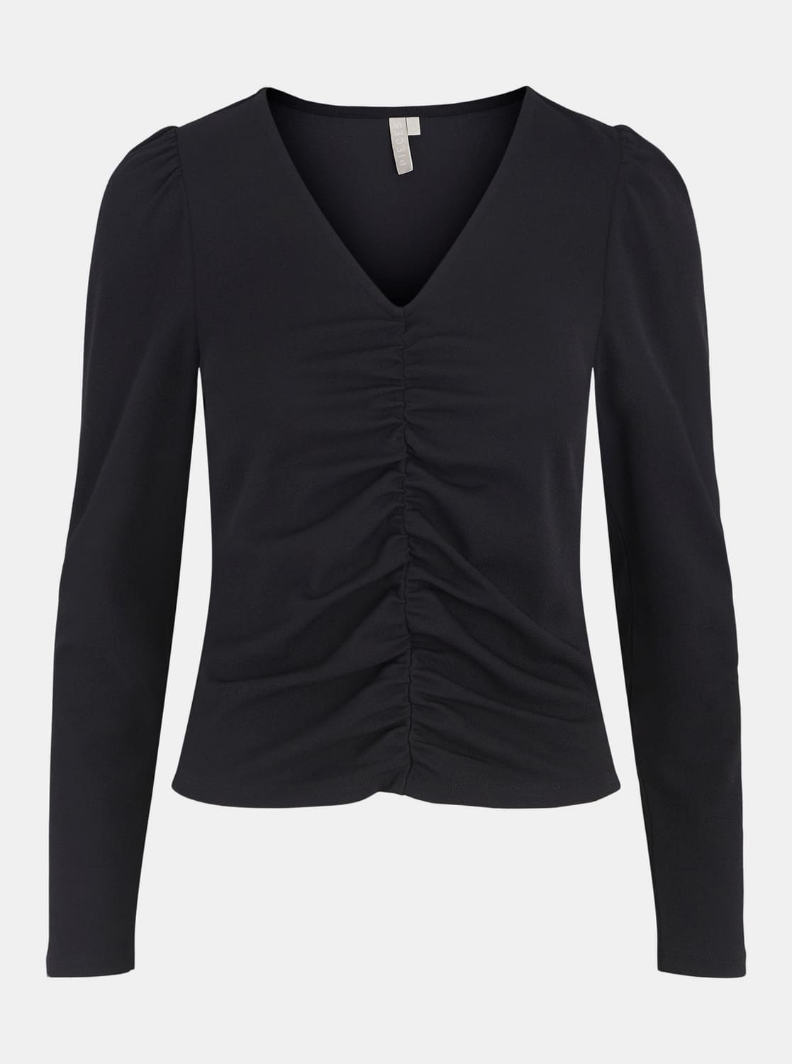 Černé tričko s nařasením Pieces