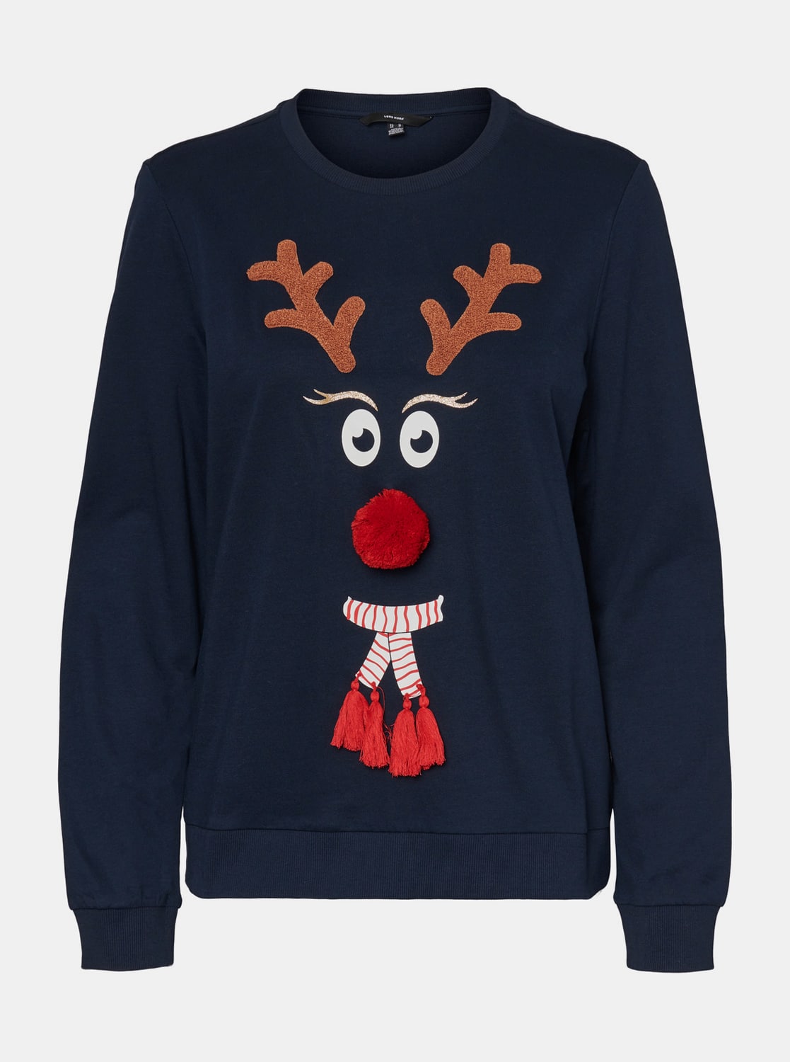 Tmavě modrá mikina s vánočním motivem VERO MODA