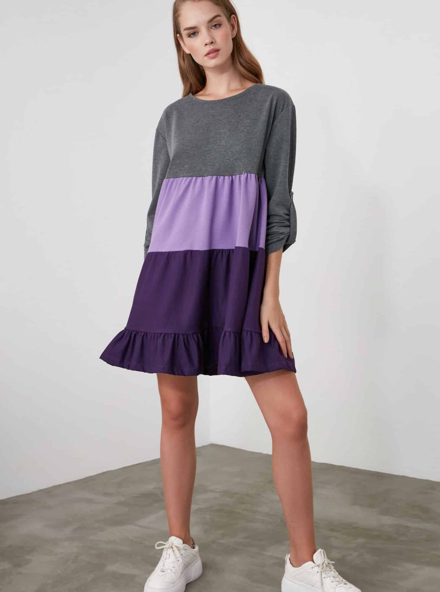 Fialové šaty Trendyol