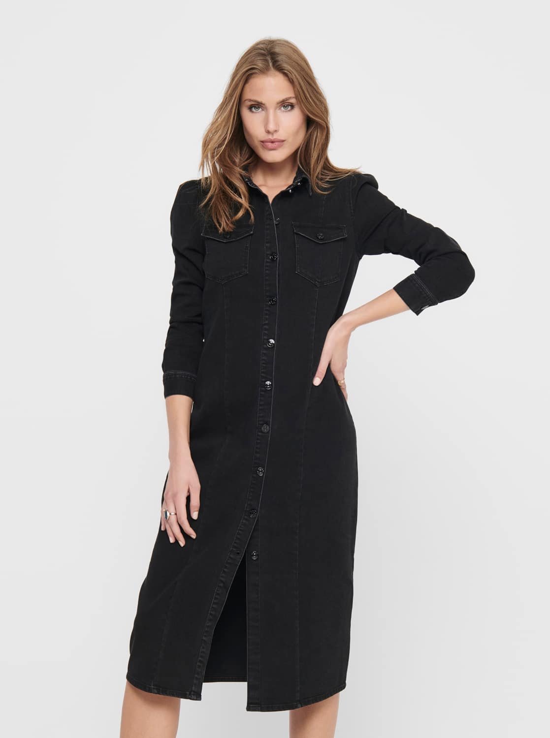 Černé džínové šaty ONLY Mette