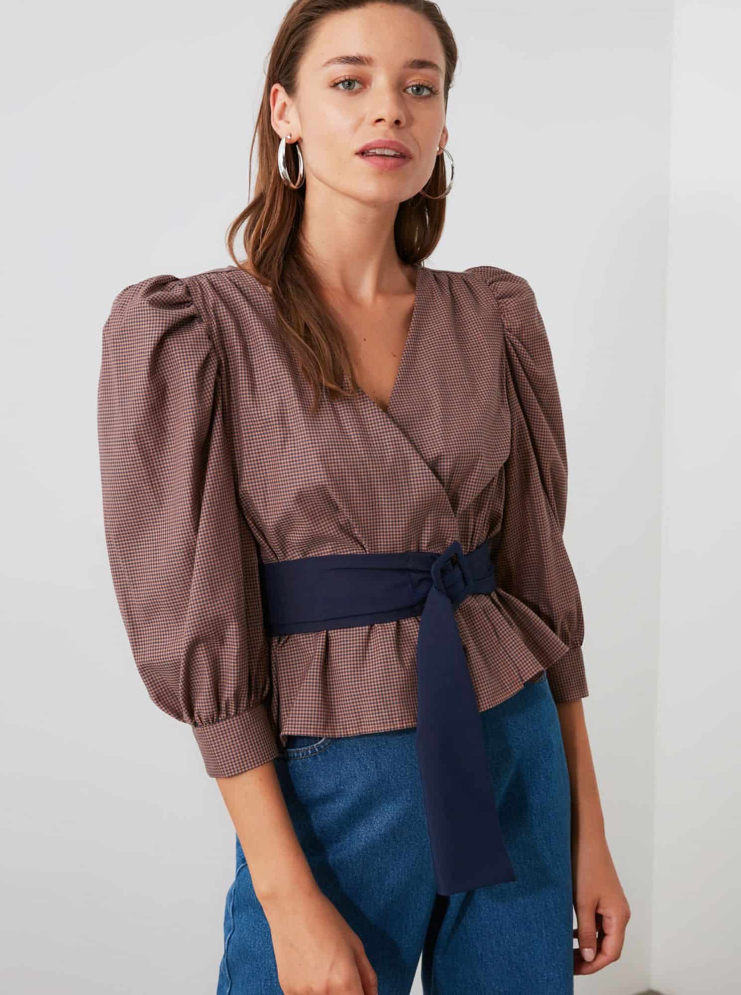 Hnědá halenka Trendyol