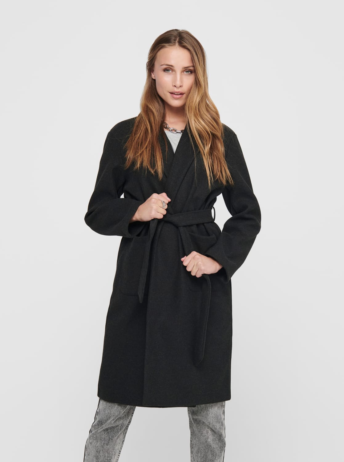 Tmavě šedý kabát ONLY Trillion