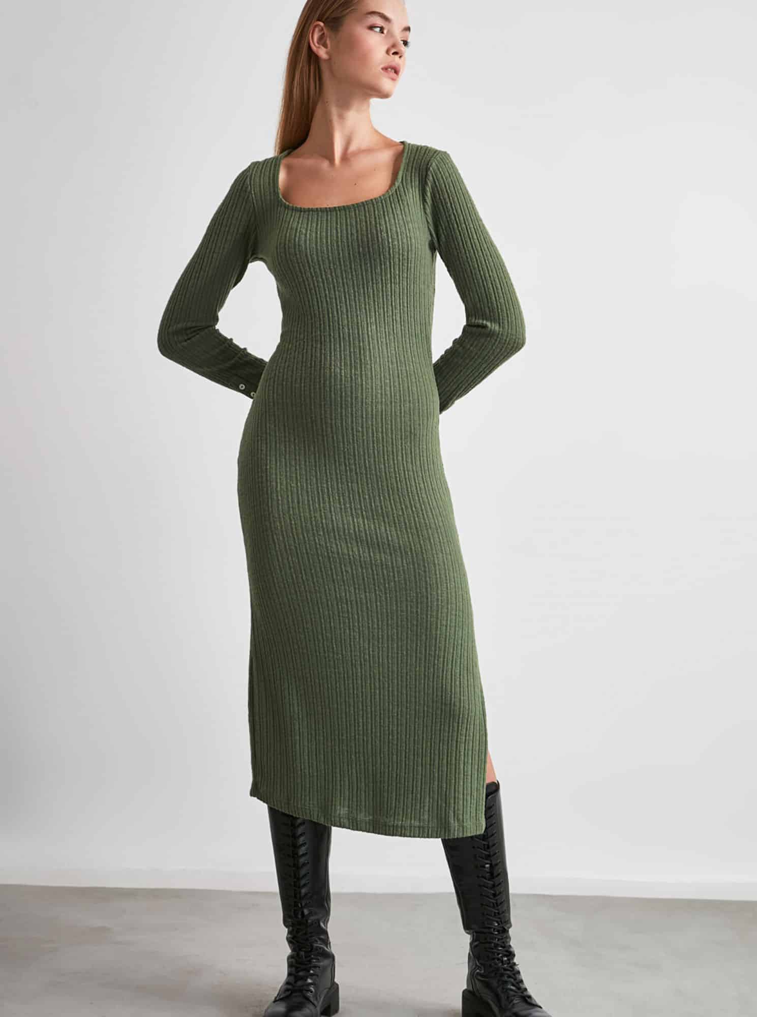 Zelené midišaty Trendyol