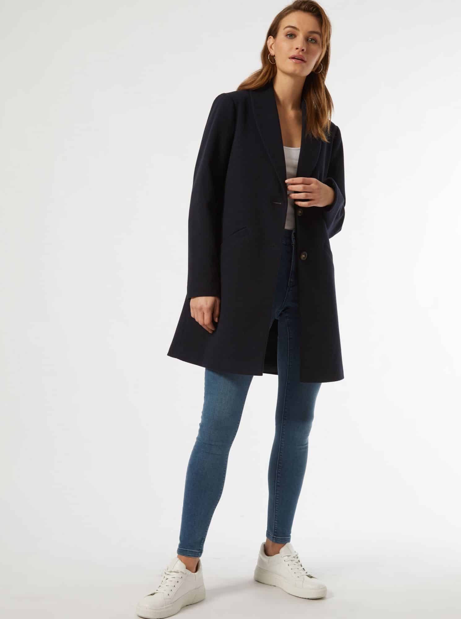 Tmavě modrý kabát Dorothy Perkins