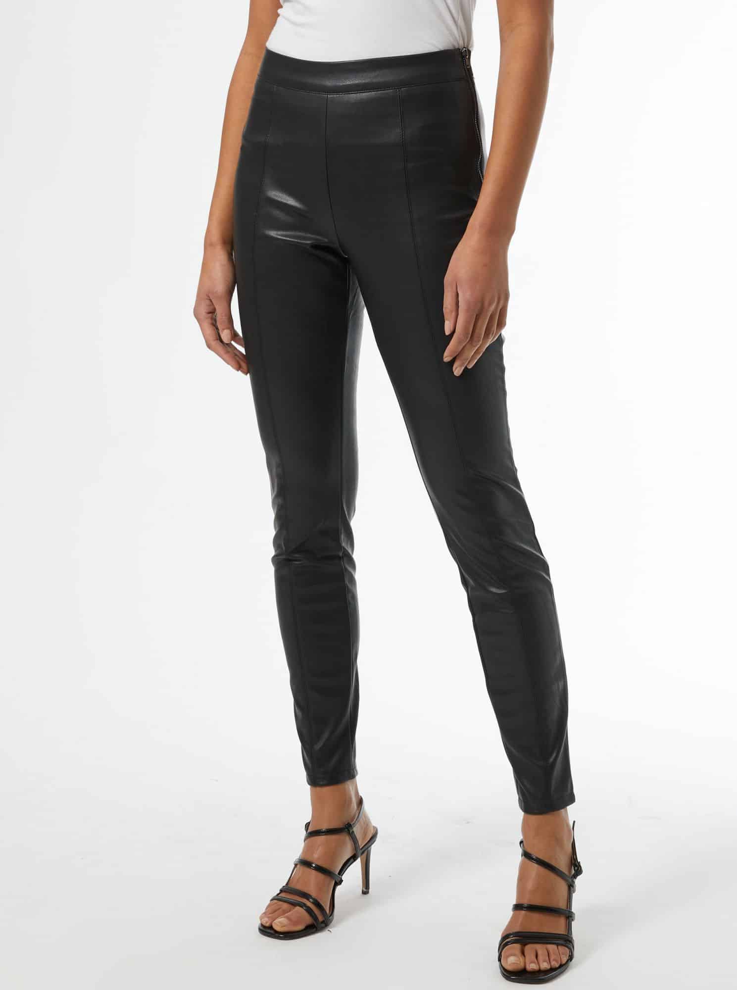 Černé koženkové legíny Dorothy Perkins