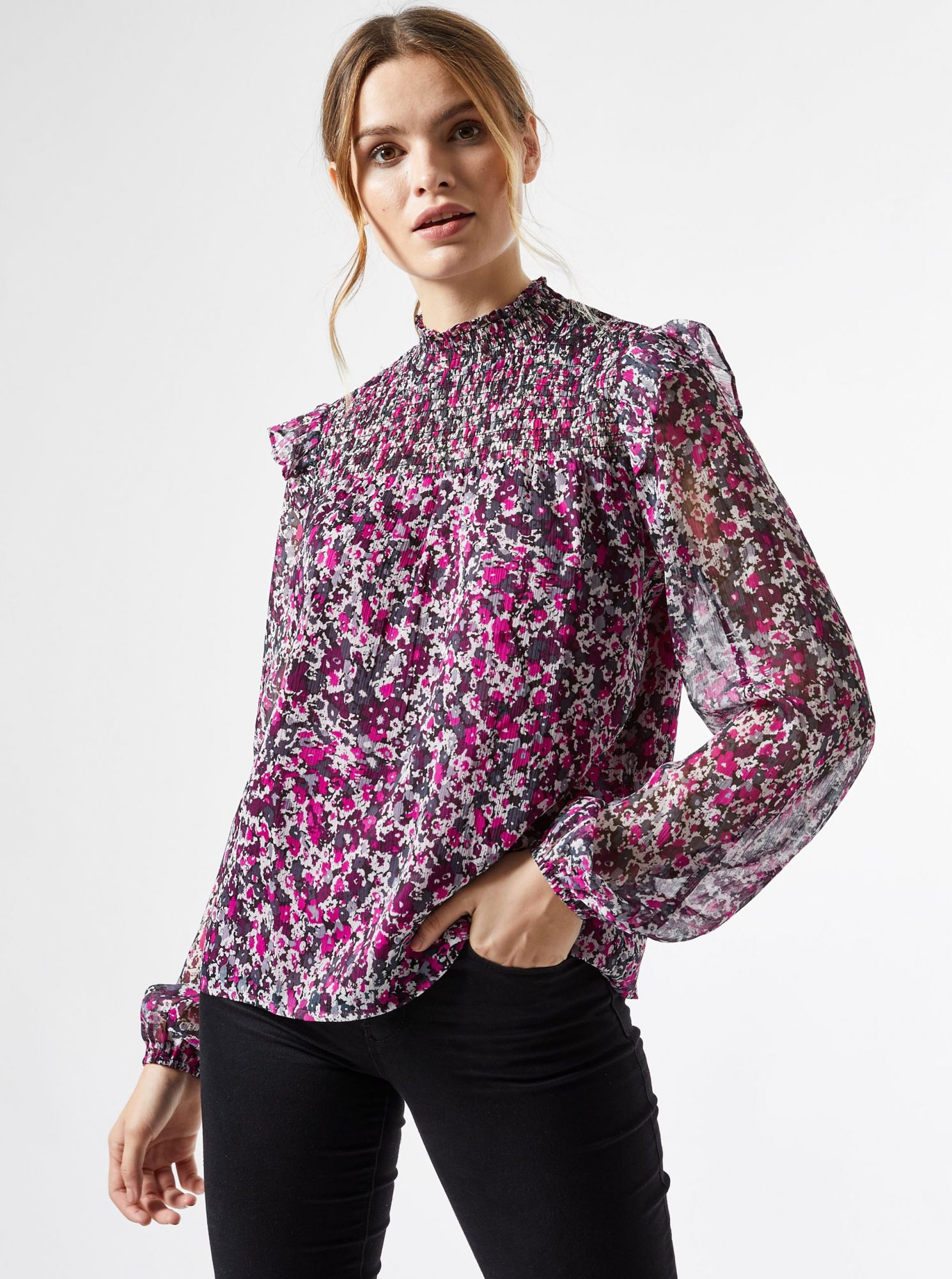 Fialová květovaná halenka Dorothy Perkins
