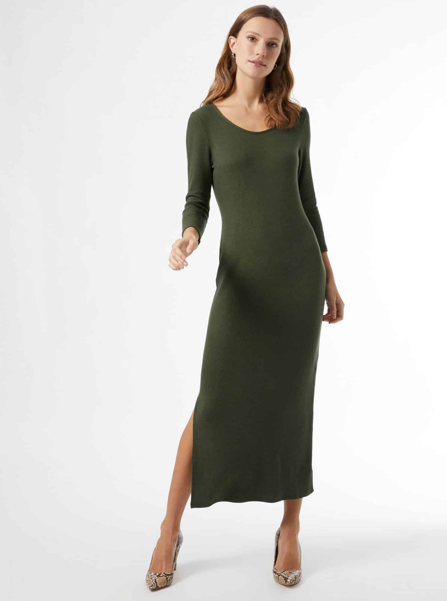 Khaki svetrové maxišaty Dorothy Perkins