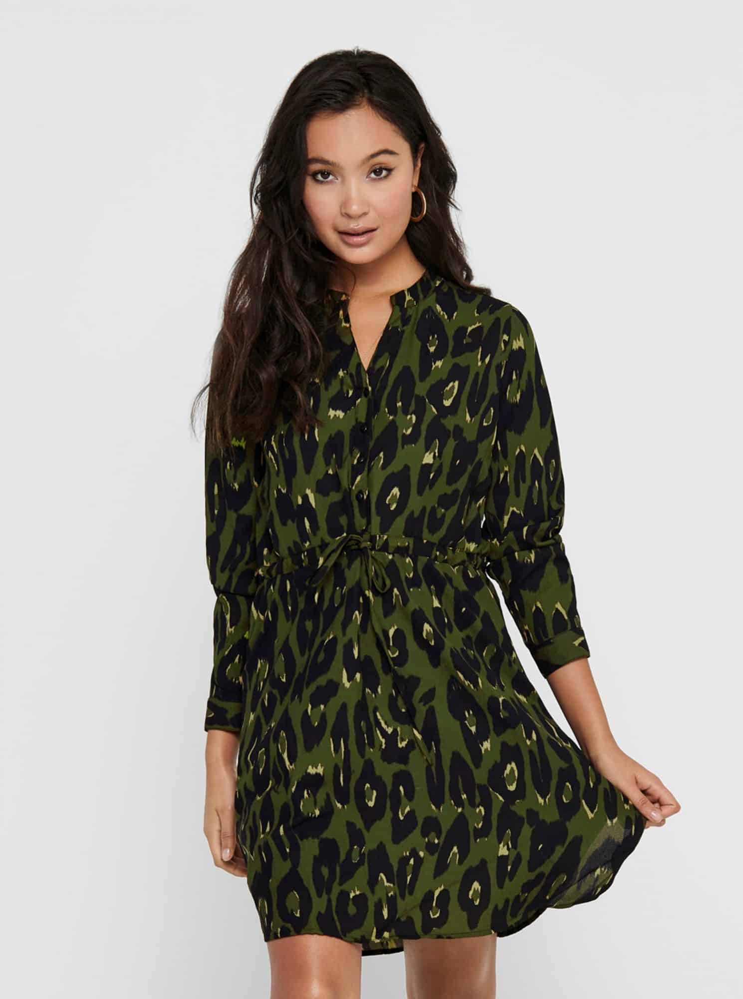 Zelené květované košilové šaty ONLY Cory