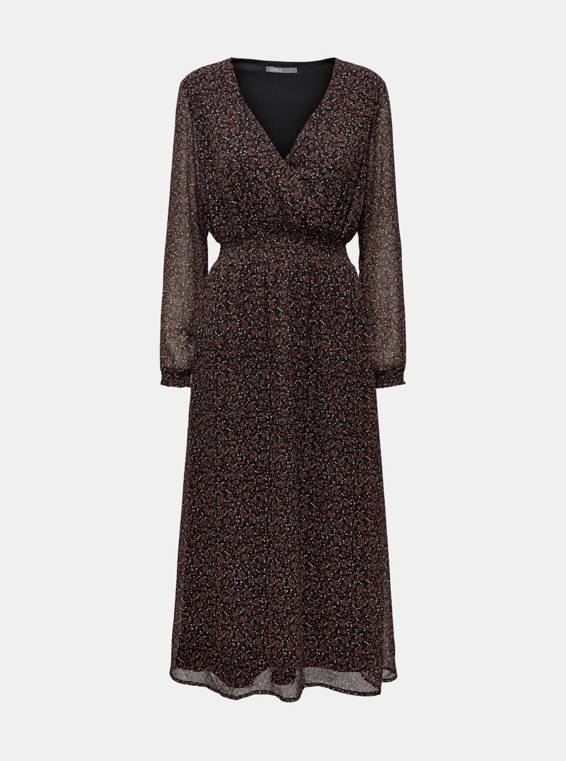 Černé květované midišaty ONLY