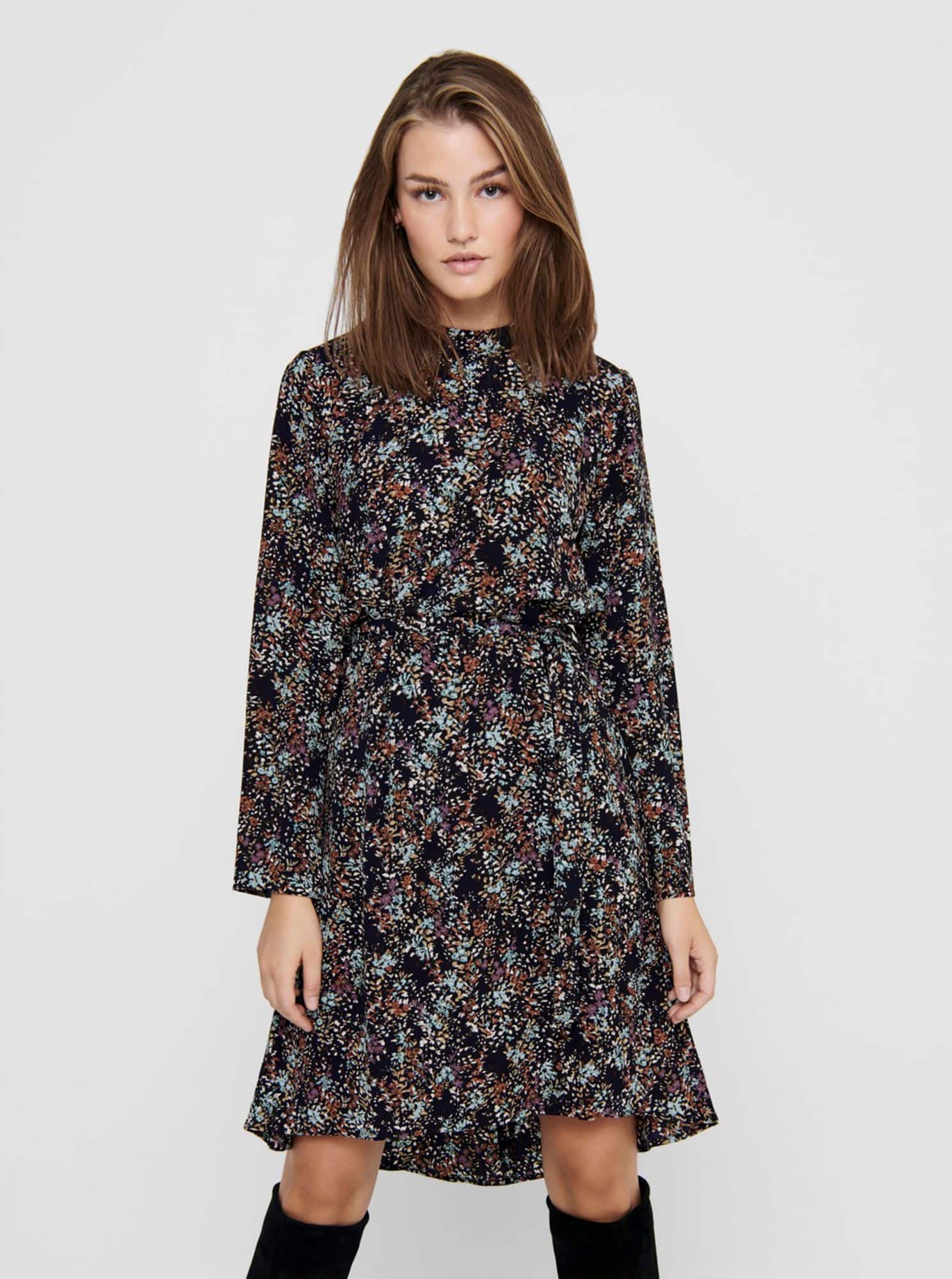 Tmavě modré květované šaty Jacqueline de Yong