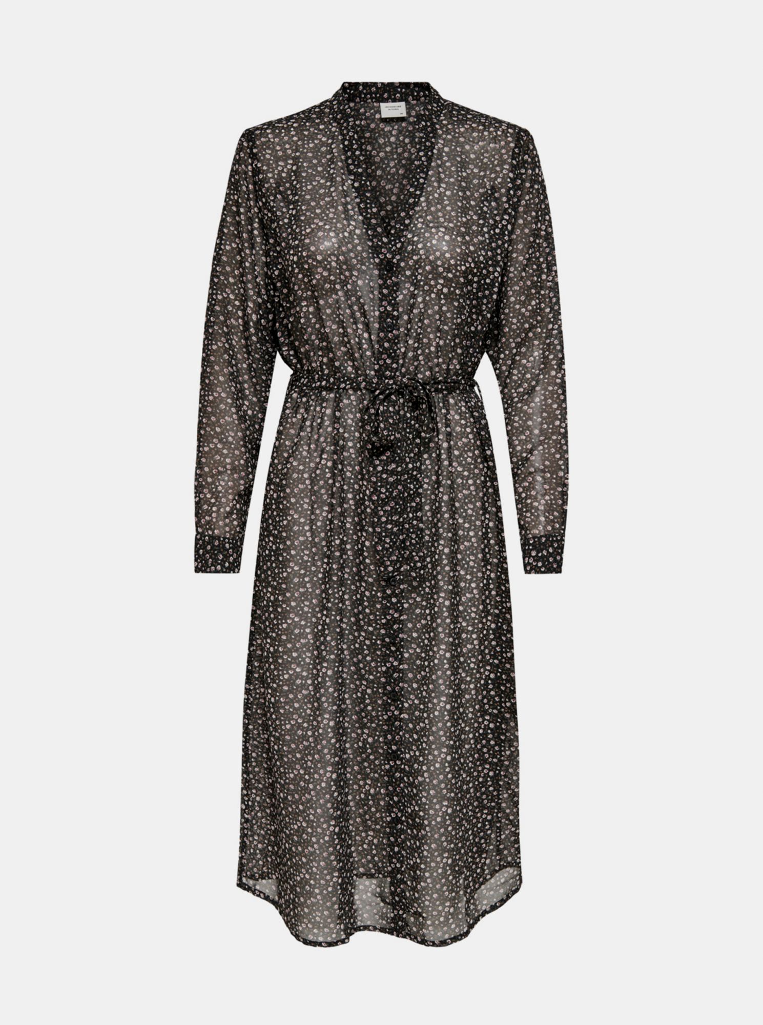 Černé květované průsvitné midišaty Jacqueline de Yong