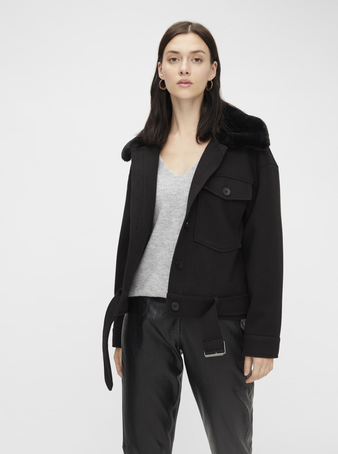 Černá bunda Pieces Rine