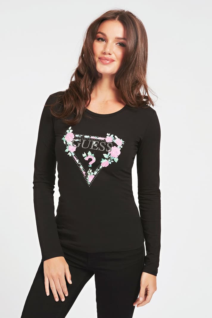 Guess tričko Rhinestones Triangle Logo