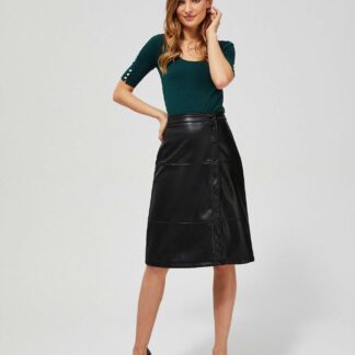 Moodo černá koženková sukně s vysokým pasem
