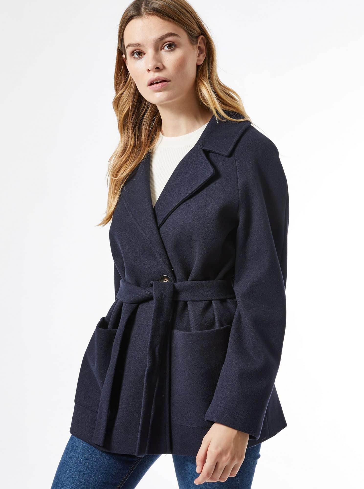 Tmavě modrý krátký kabát Dorothy Perkins