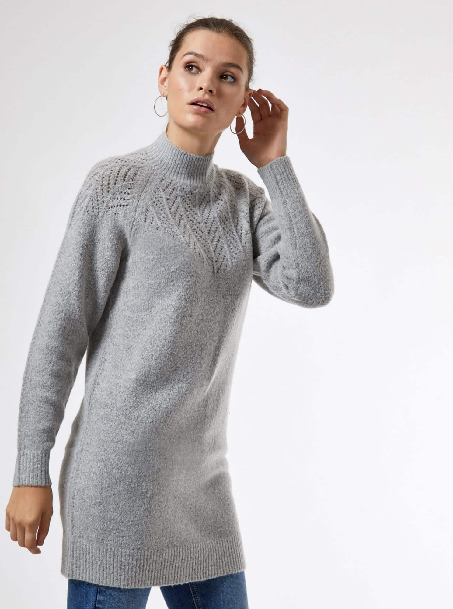 Šedé svetrové šaty Dorothy Perkins