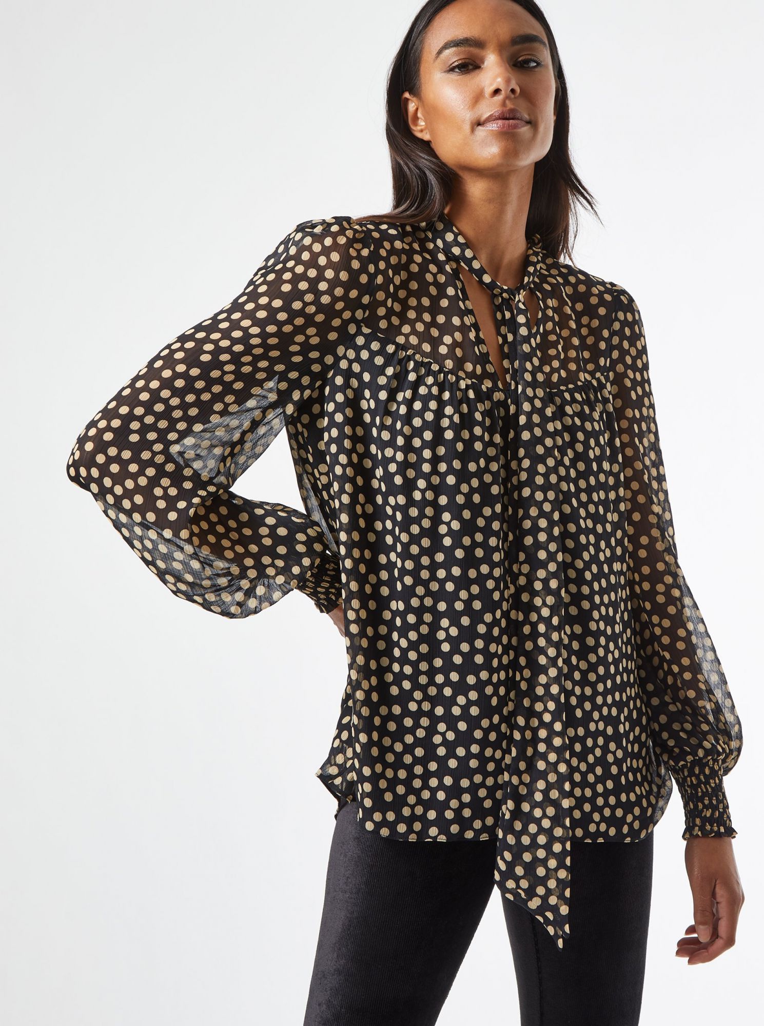 Černá puntíkovaná halenka Dorothy Perkins