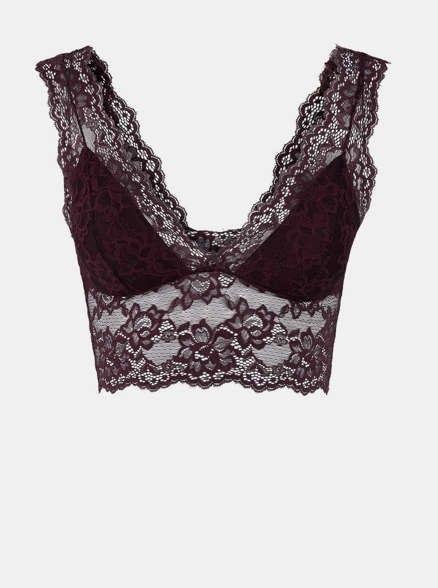 Vínová krajková podprsenka Pieces LIna
