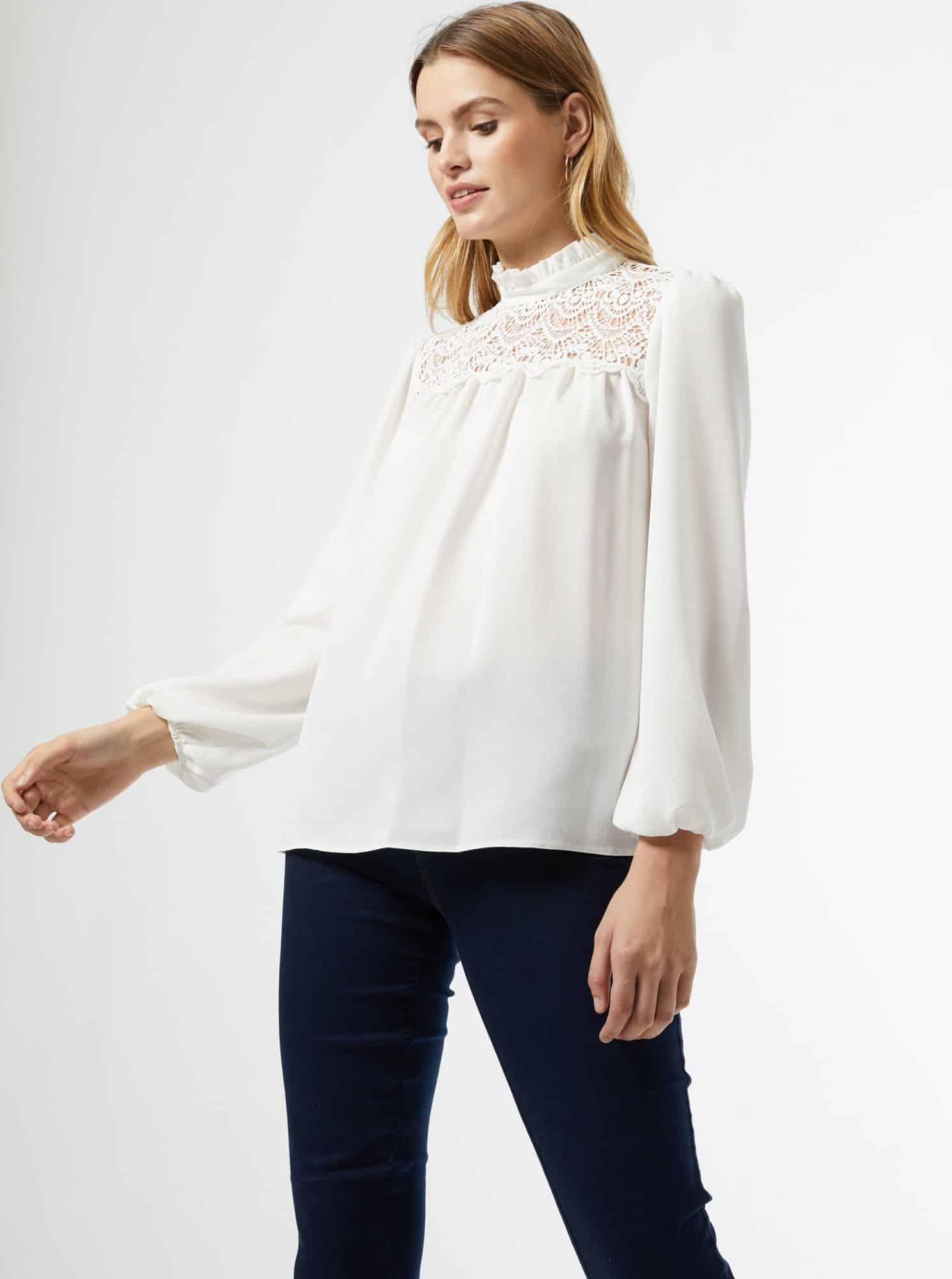 Bílá halenka s krajkou Dorothy Perkins