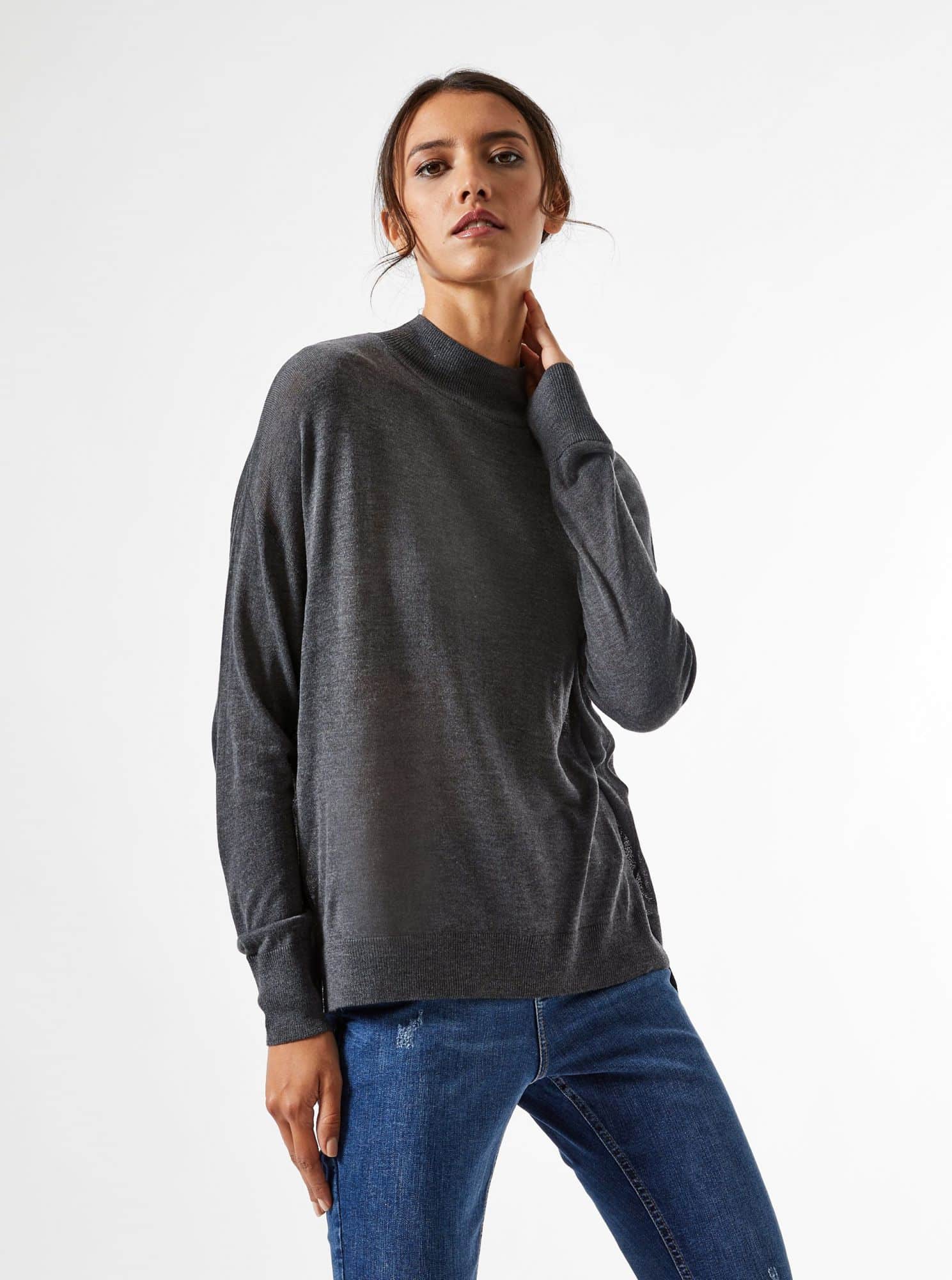 Šedý volný lehký svetr Dorothy Perkins