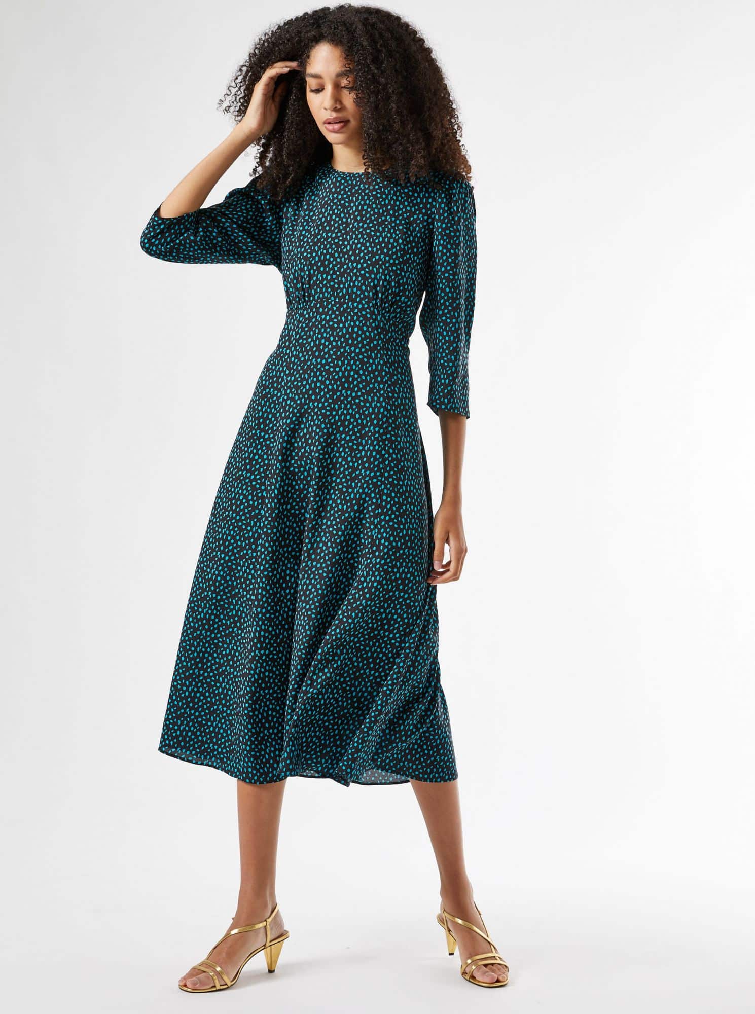 Zelené vzorované midišaty Dorothy Perkins