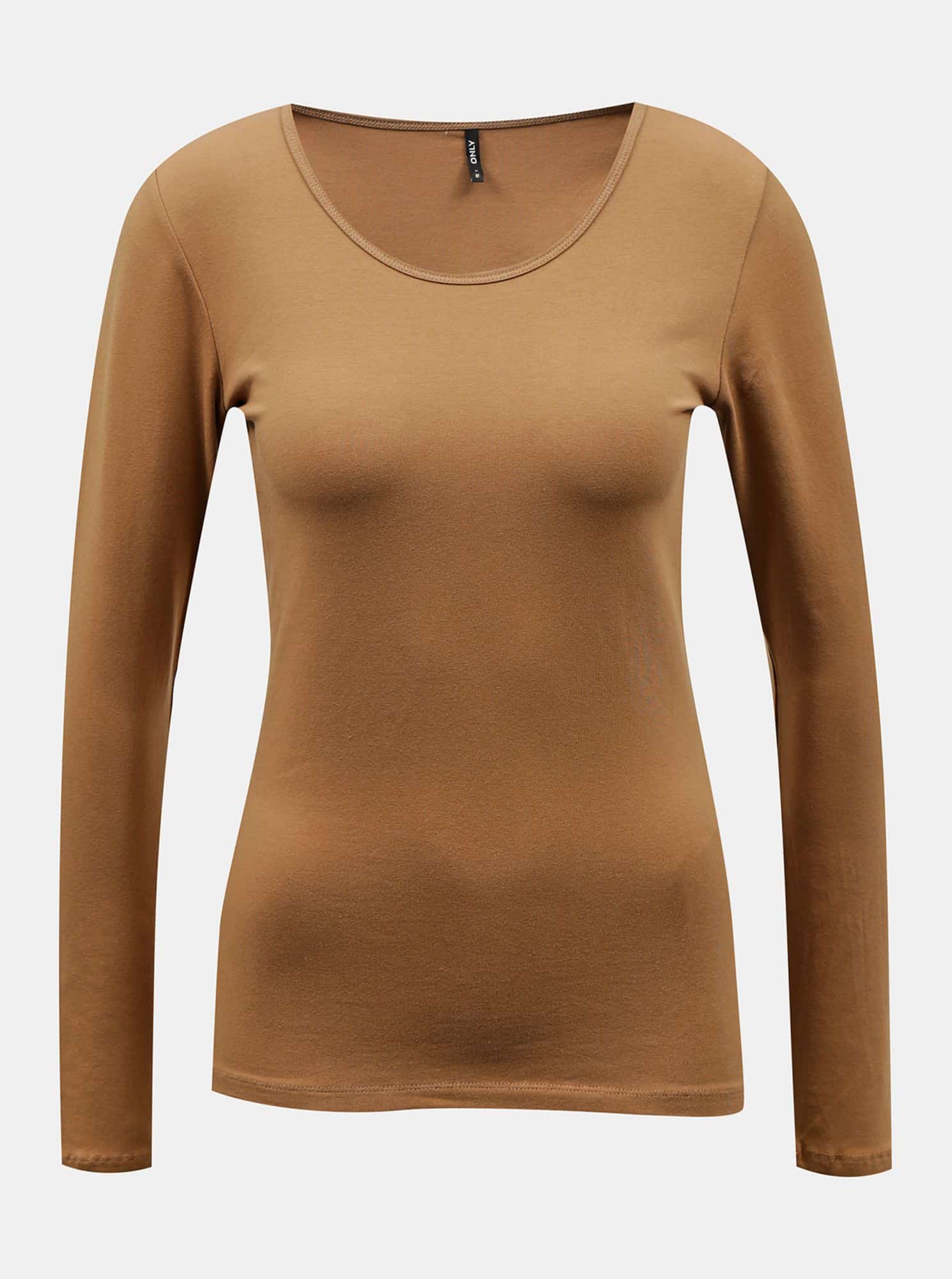 Hnědé basic tričko ONLY