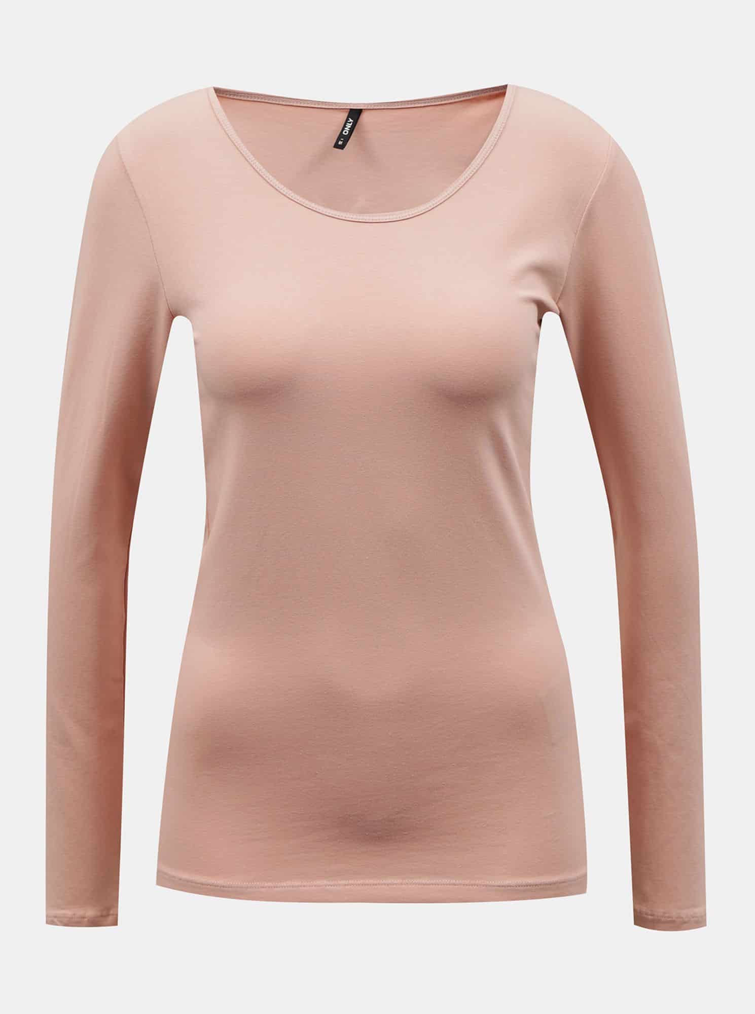 Světle růžové  basic tričko ONLY