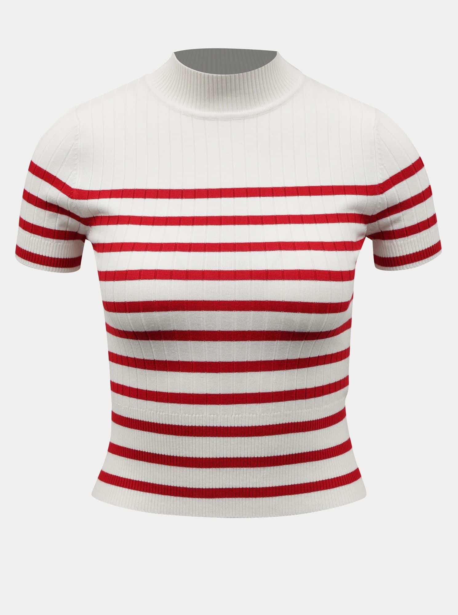 Bílé pruhované krátké tričko TALLY WEiJL